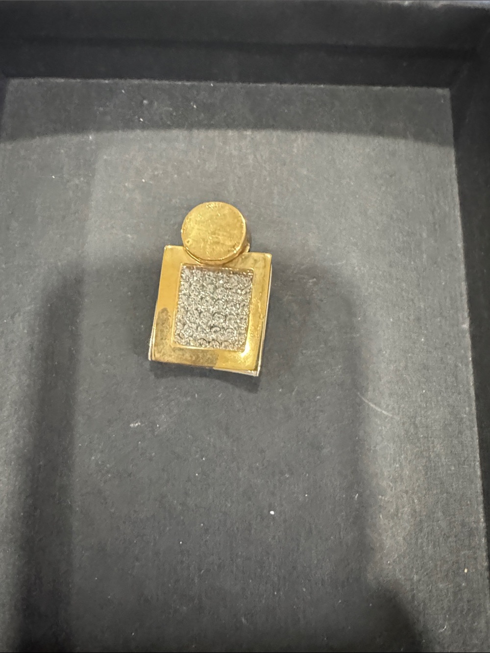 Gold-Tone Square Pendant with Pavé Accent - Women's Jewelry 925